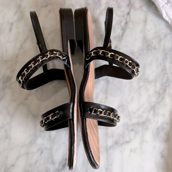 Authentic CHANEL CHAIN Gold strap sandals Rare💝 - Picture 14 of 15